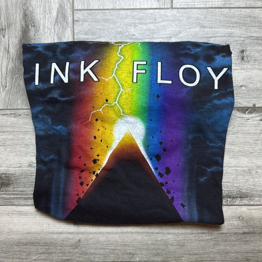 Liquid Blue Mens Pink Floyd Rainbow Pyramid Moon Graphic T-shirt Black XL